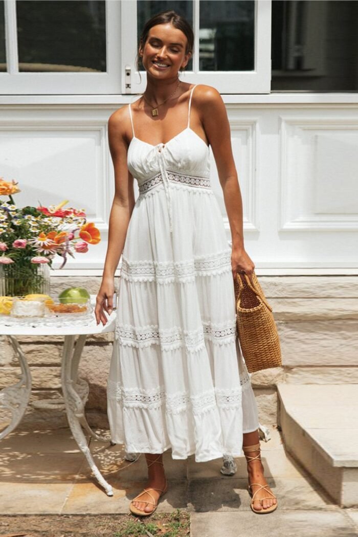 Cora Lace Trim A-line Maxi Sundress - Image 1